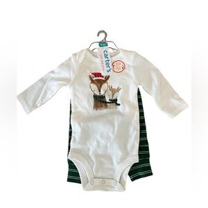 Carters Christmas Deer Baby Onesie and Pant Set 0-3 Month NEW